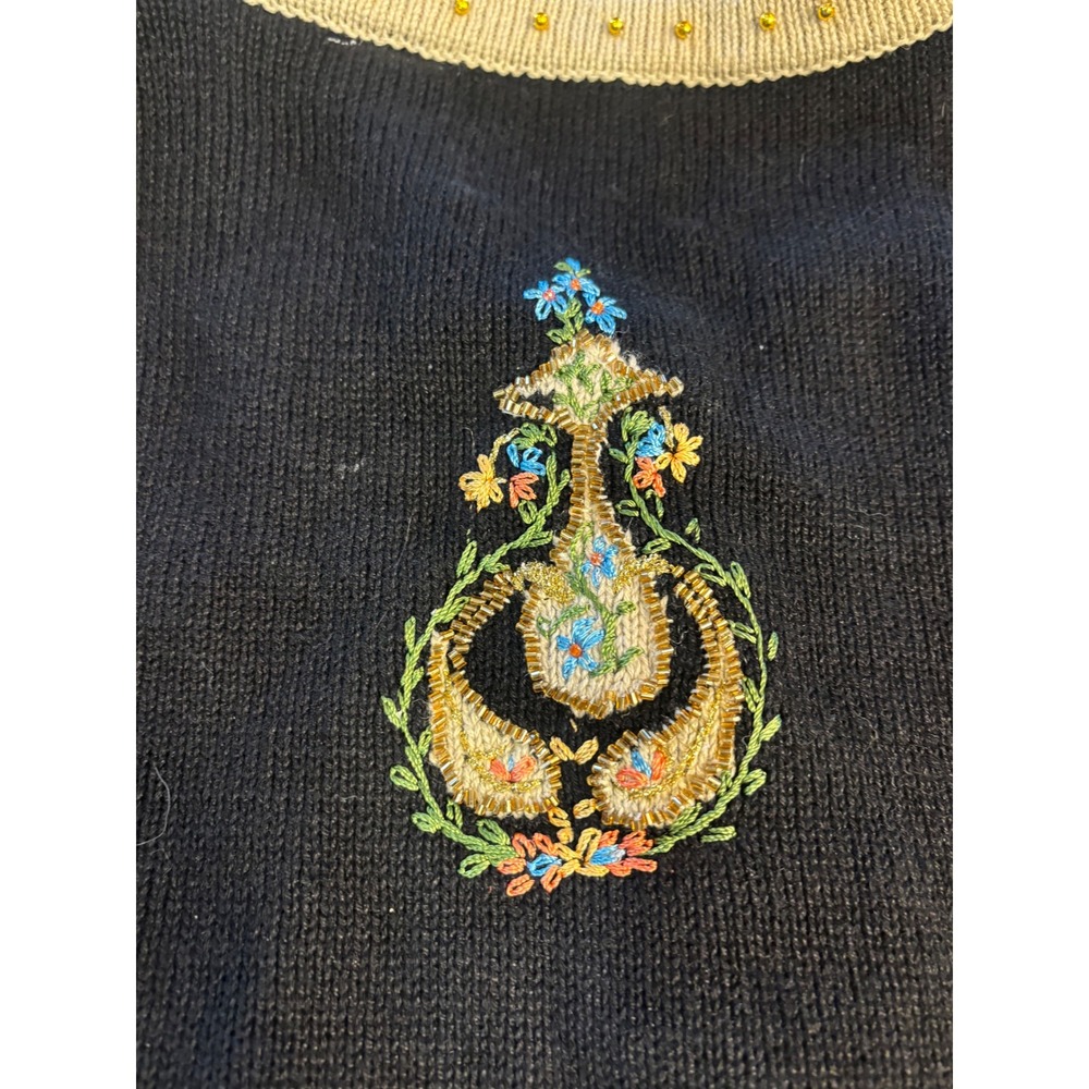 Vtg Storybook Knits 1X Black Elephant Sequin Embellished Button Cardigan Sweater - Picture 13 of 13